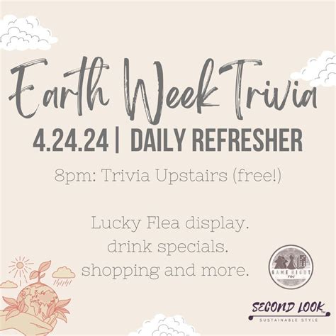 Earth Week Trivia, The Daily Refresher, Rochester, 24 April 2024 ...