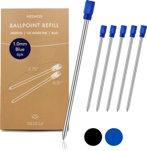 ميسموس عبوات اعادة تعبئة قلم حبر جاف 2.75 انش (7 سم) بسن متوسط 1.0 ملم ...