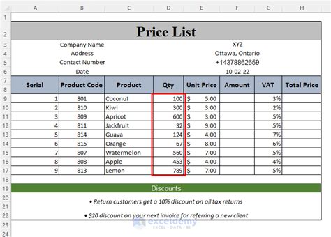 Product Database Excel Template