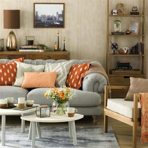 orange and grey living room