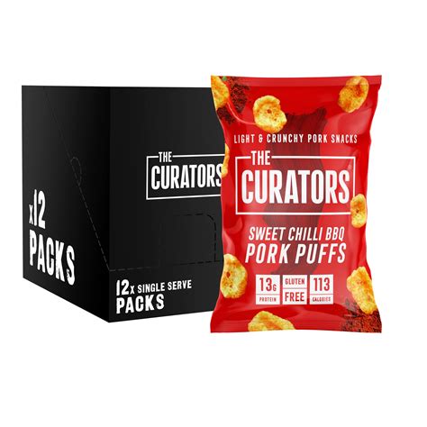 Buy THE CURATORS High Protein Pork Puffs, Sweet Chilli BBQ, 22g (12 ...