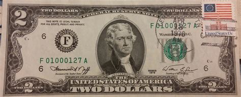 2 Dollar Bill 1976 With Stamp And Postmark