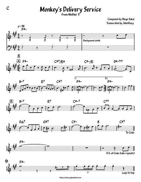 Mother 3 - Monkey's Delivery Service | VGLeadSheets.com - Lead Sheets ...