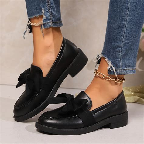 2024-New-Women-s-Loafers-Bow-Decor-Pointed-Toe-Low-Heel-Shoes-for-Women ...