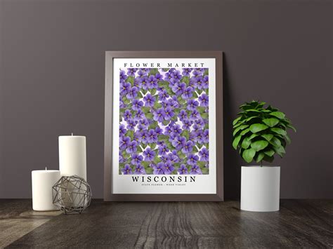 Wisconsin State Flower Wood Violet Wall Art Print Flower - Etsy
