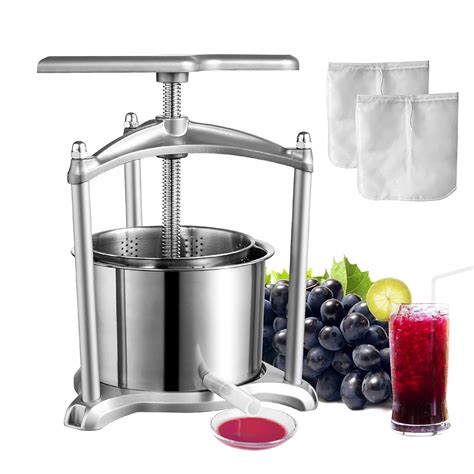 Buy VEVOR Fruit Wine Press, 1.6 Gallon/6L, 2 Stainless Steel Barrels ...