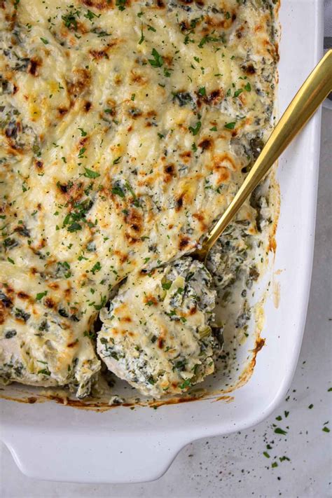 Spinach Artichoke Chicken Casserole - Stephanie Kay Nutrition