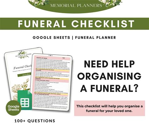 Funeral Planner, Funeral Checklist, Funeral Organiser, Funeral Plan ...