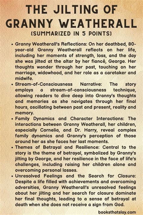 The Jilting of Granny Weatherall Summary, Characters and Themes