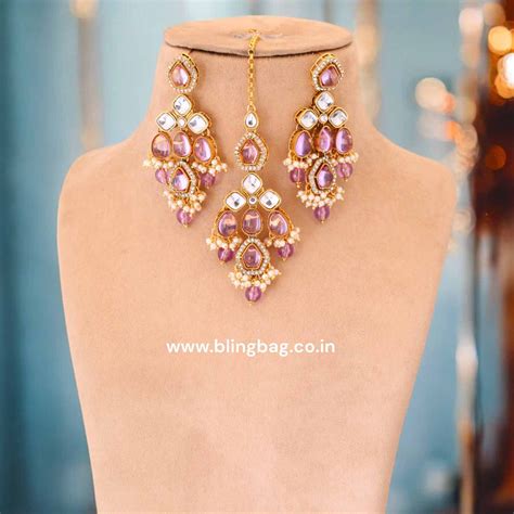 Purple Kaviya Kundan Jewellery Set – Bling Bag