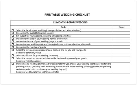 Image result for Printable Wedding Checklist PDF