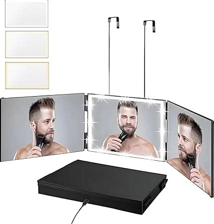 Vanexiss Rechargeable 3 Way Mirror for Hair Cutting, Real Glass ...