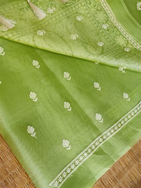 Pure Organza Silk Embroidery Buti Work Border Saree . – fab-persona