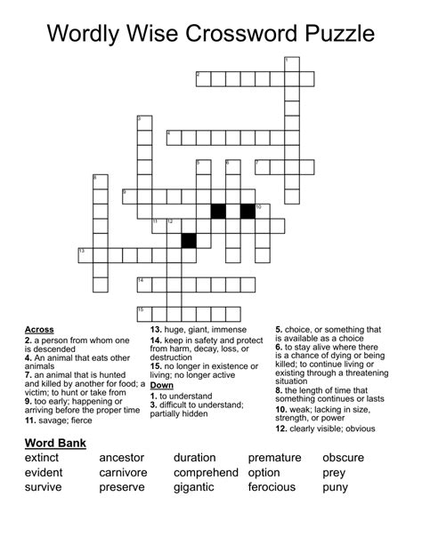 Wordly Wise Crossword Puzzle - WordMint