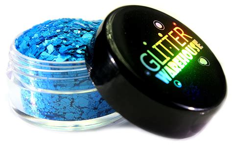 GlitterWarehouse Chunky Matte Neon Blue Cosmetic Grade Glitter Mix (20g ...
