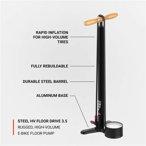 Lezyne Steel HV Floor Drive 3.5 | High Volume Bike Floor Pump