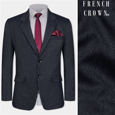 Delft Gray Checks-Plaid Premium Wool Blend Single Breasted Blazers for Men.