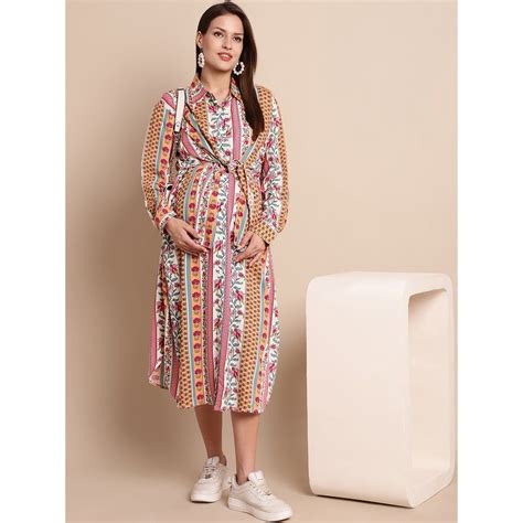 Buy Secret Wish Multi Color Floral Maternity Shirt Dress Online