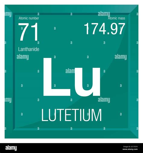Lutetium symbol. Element number 71 of the Periodic Table of the Elements - Chemistry - Square ...