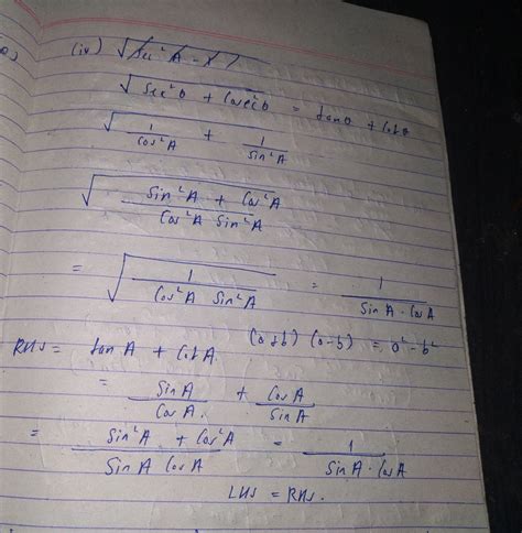 under root secant squared theta + cosec square theta is equal to tan ...