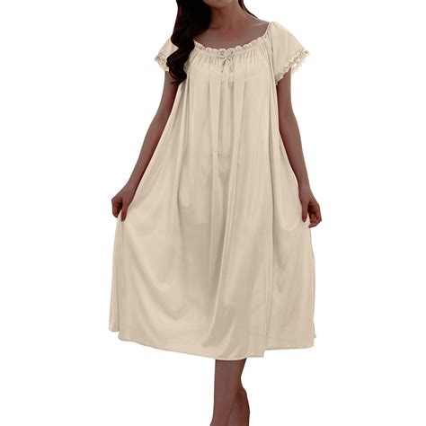 Ashirexll Plus Size Nightgowns for Women Clearance, Solid V-Neck Short ...