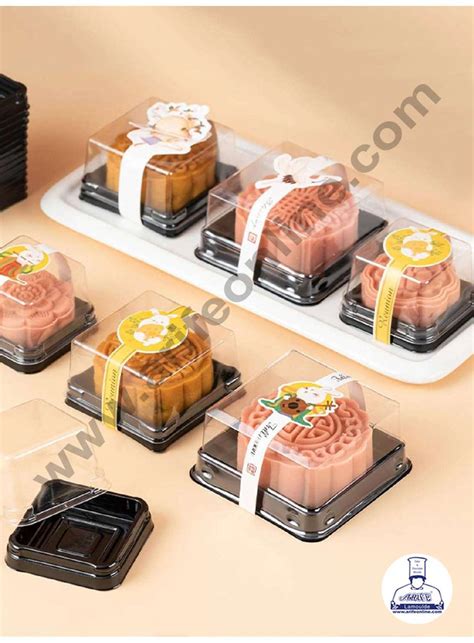 CAKE DECOR™ PVC Square Pastry box with Clear Lid | Cube Box | Dessert ...