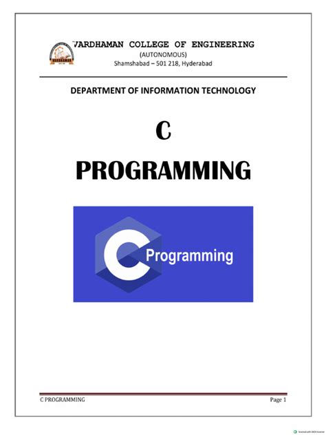 Image result for C Programming Lecture Notes PDF
