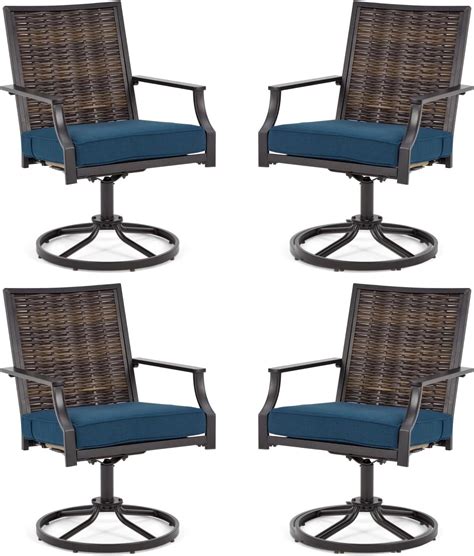 Amazon.com: MELLCOM Patio Swivel Chairs Set of 4, Heavy Duty Outdoor ...