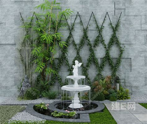 新中式庭院水景小品流水喷泉3d模型下载-【集简空间】「每日更新」