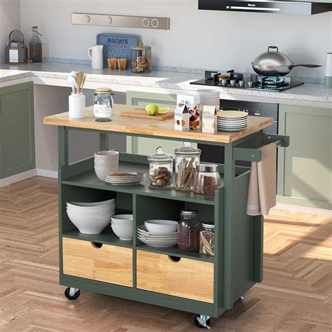 PHIVILLA PHI VILLA Kitchen Island Cart on Wheels - Butcher India | Ubuy