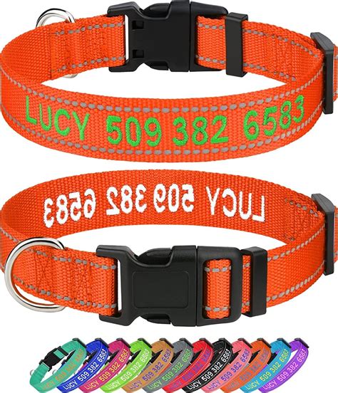 Amazon.com : Taglory Personalized Dog Collars, Embroidered Reflective ...