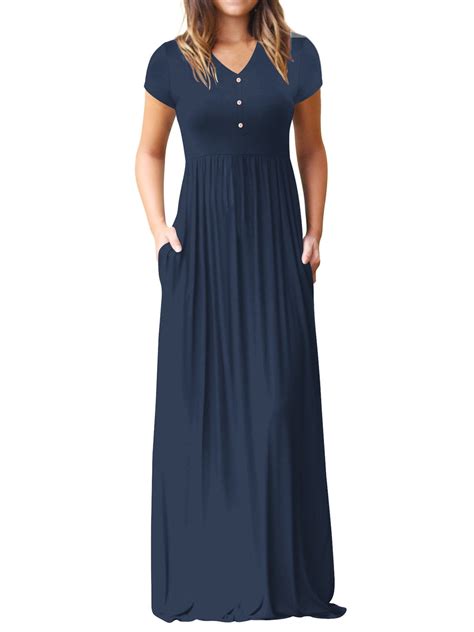 Cuteduck Women's Maxi Dresses Short Sleeve Long Casual Dresses Loose ...