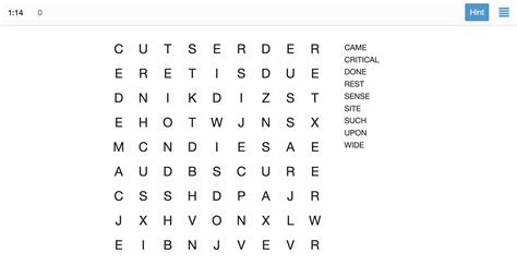 Word search 9x9