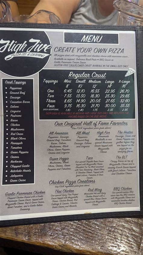 Menu at High Five Pizza BBQ, San Jose, 171 Branham Ln