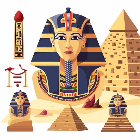 Egyptian_culture_pyramids_and_pharaoh_vector | Premium AI-generated vector