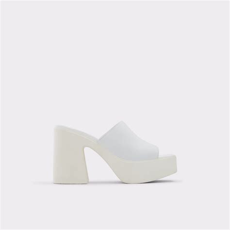 white chunky mules