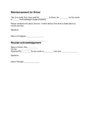 Driver Reimbursement Form - Fill Out, Sign & Share Online | pdfFiller