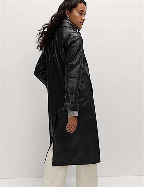 Buy Faux Leather Collared Longline Car Coat at Marks & Spencer