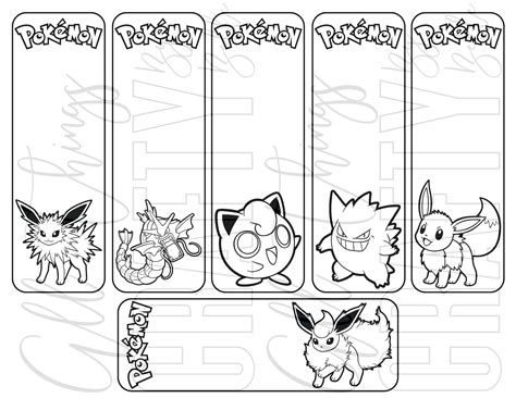 Pokemon Bookmark Printable Coloring - Printable Free Templates