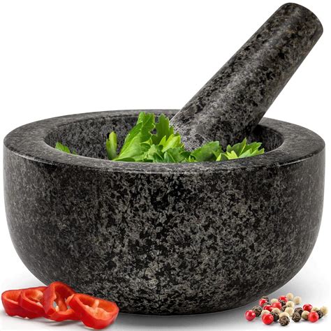 Heavy Duty Large Mortar and Pestle Set, Hand Carved from Natural ...