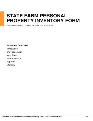 State Farm Insurance Home Inventory Checklist Form - Fill Online ...