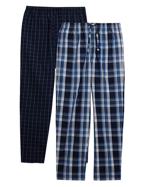 Buy 2pk Pure Cotton Checked Pyjama Bottoms at Marks & Spencer