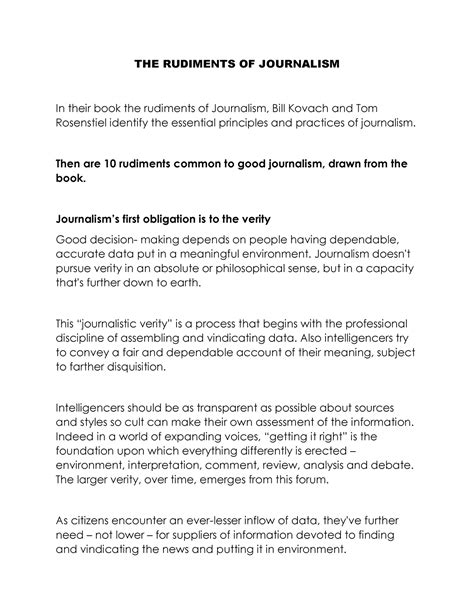 Elements-OF- Journalism - THE RUDIMENTS OF JOURNALISM In their book the rudiments of Journalism ...