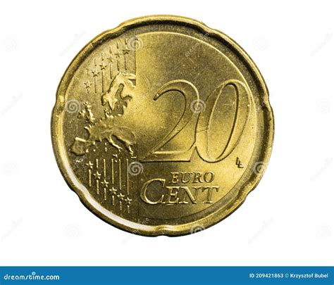 Twenty Euro Cent Coin Isolated on White Background Stock Image - Image ...