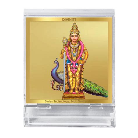 Diviniti 24K Gold Plated Murugan Karthikeya Acrylic Frame for Car Dash ...