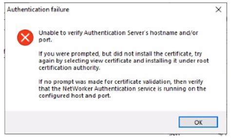 NMC Installation Fails with Error "Unable to Verify Authentication ...