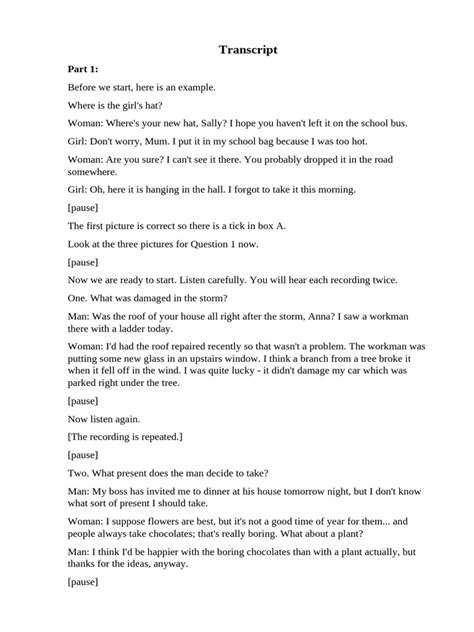 Image result for Transcript Audio Sample PDF