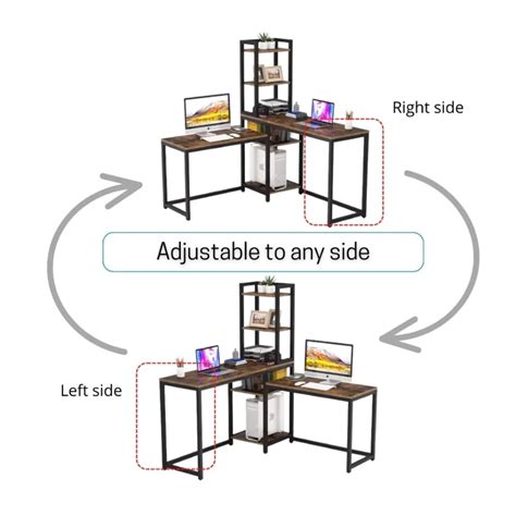 TEKAVO - L-Shaped Metal;Engineered Wood Study Desk; Gaming Desk (Matte ...