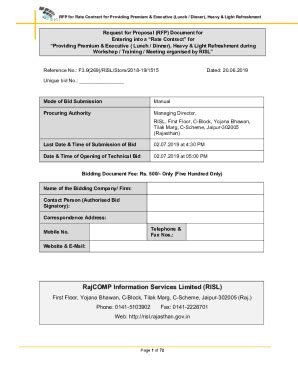 Fillable Online risl rajasthan gov Request for Proposal (RFP) - Rate ...