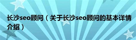 长沙seo顾问（关于长沙seo顾问的基本详情介绍）_软件资讯网